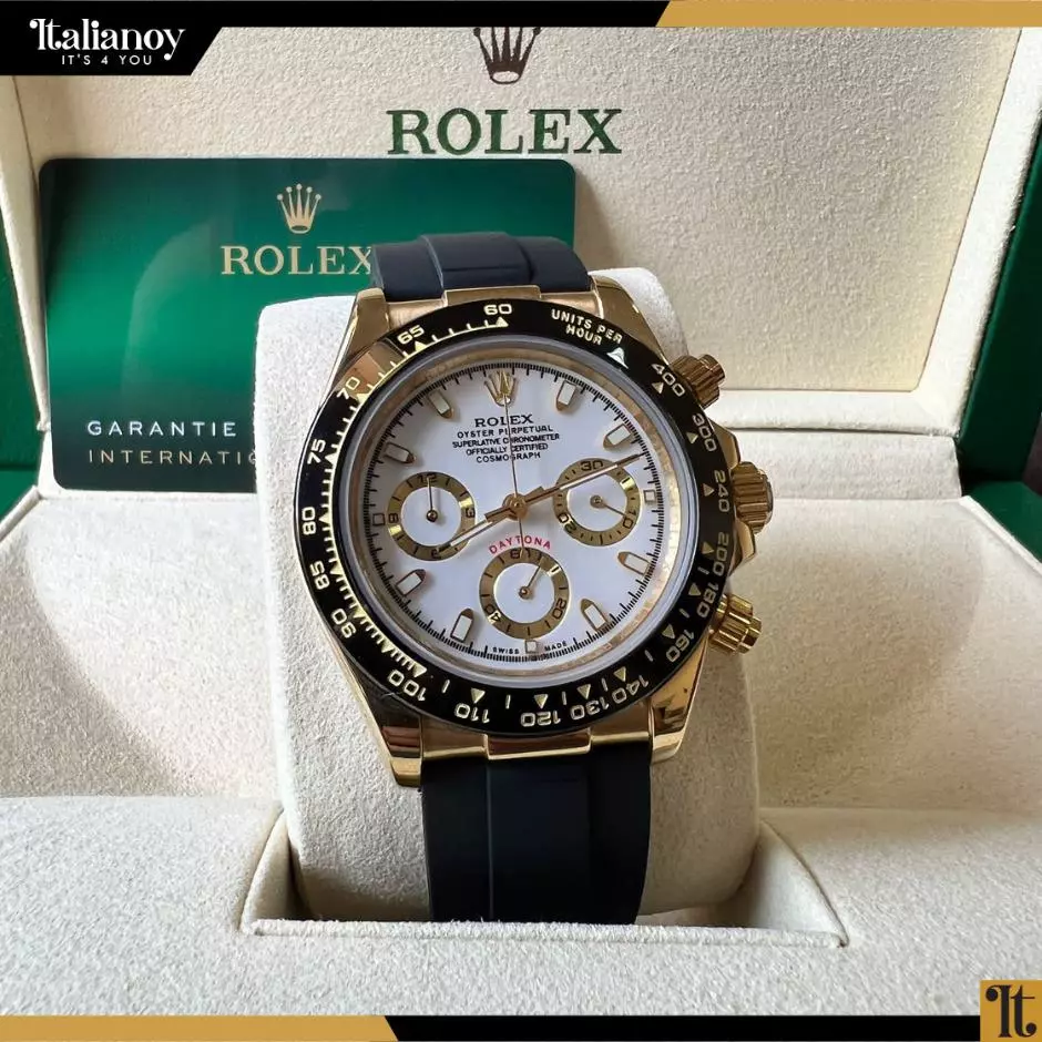 ROLEX COSMOGRAPH DAYTONA YELLOW GOLD WHITE DIAL OYSTERFLEX