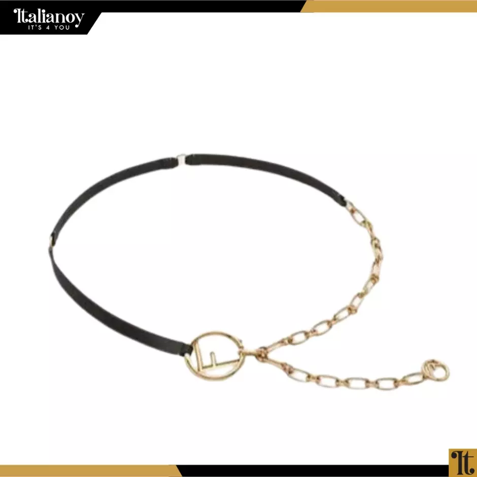 FENDI Chain Calf Leather Belt In Black