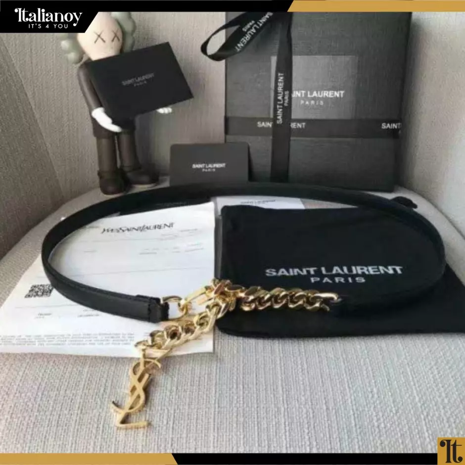 SAINT LAURENT Belt with Adjustable Gold Chain