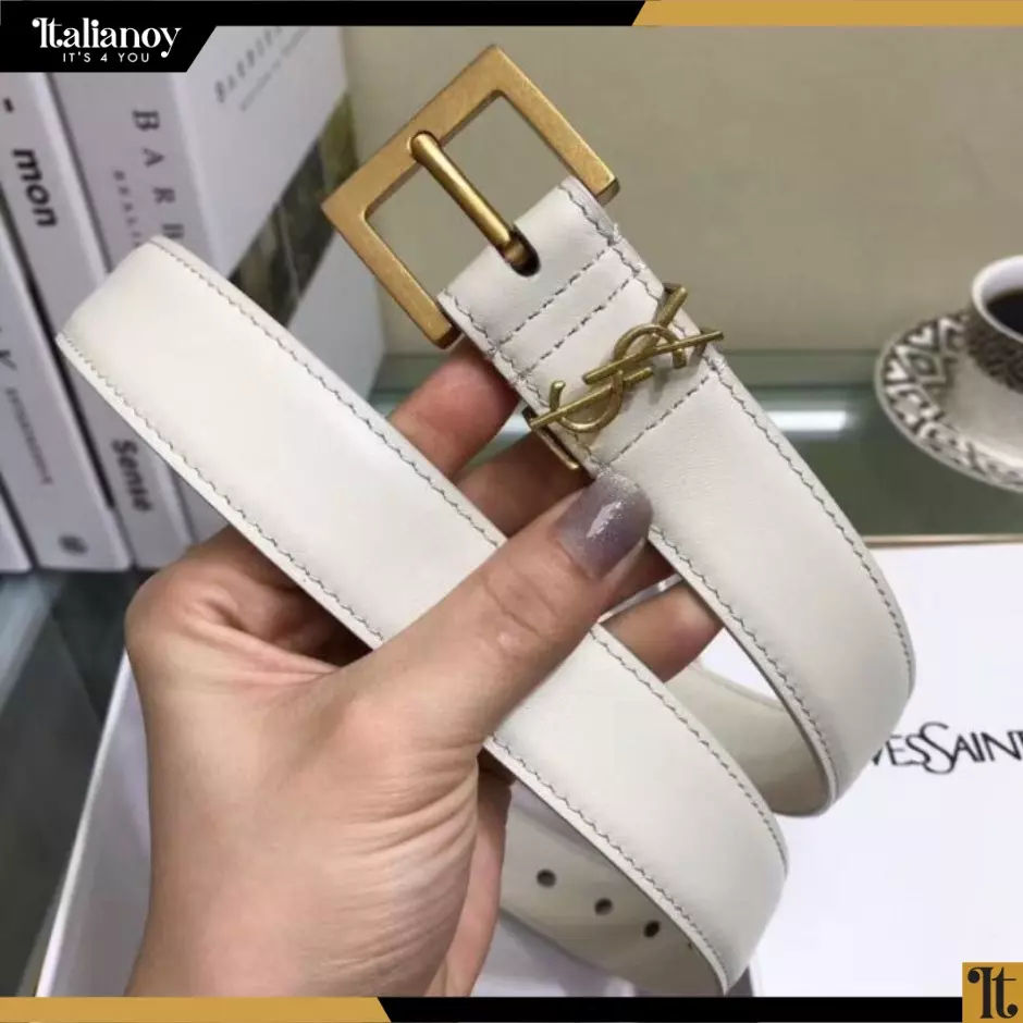 Saint Laurent Monogram Skinny Patent Leather Belt Nordstrom white