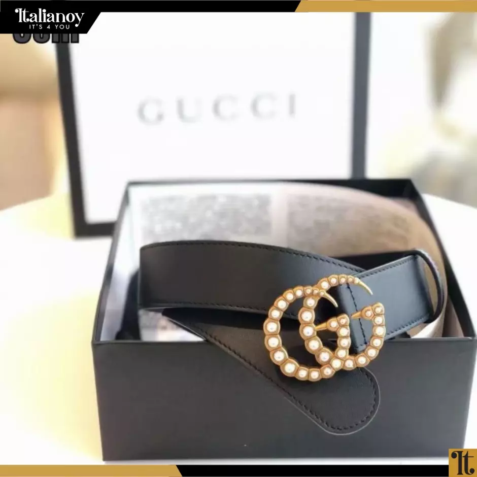 Gucci Torchon GG Marmont Belt Leather Wide Black