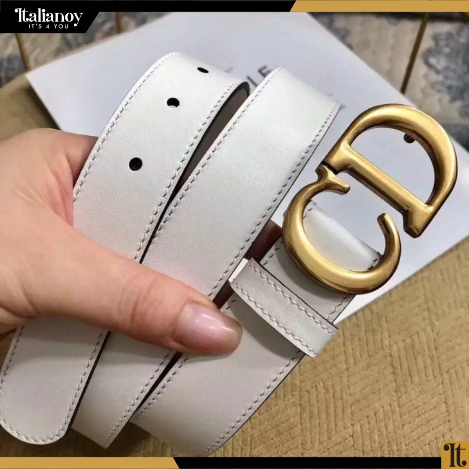 30 MONTAIGNE REVERSIBLE BELT Latte and Golden Saddle Smooth Calfskin