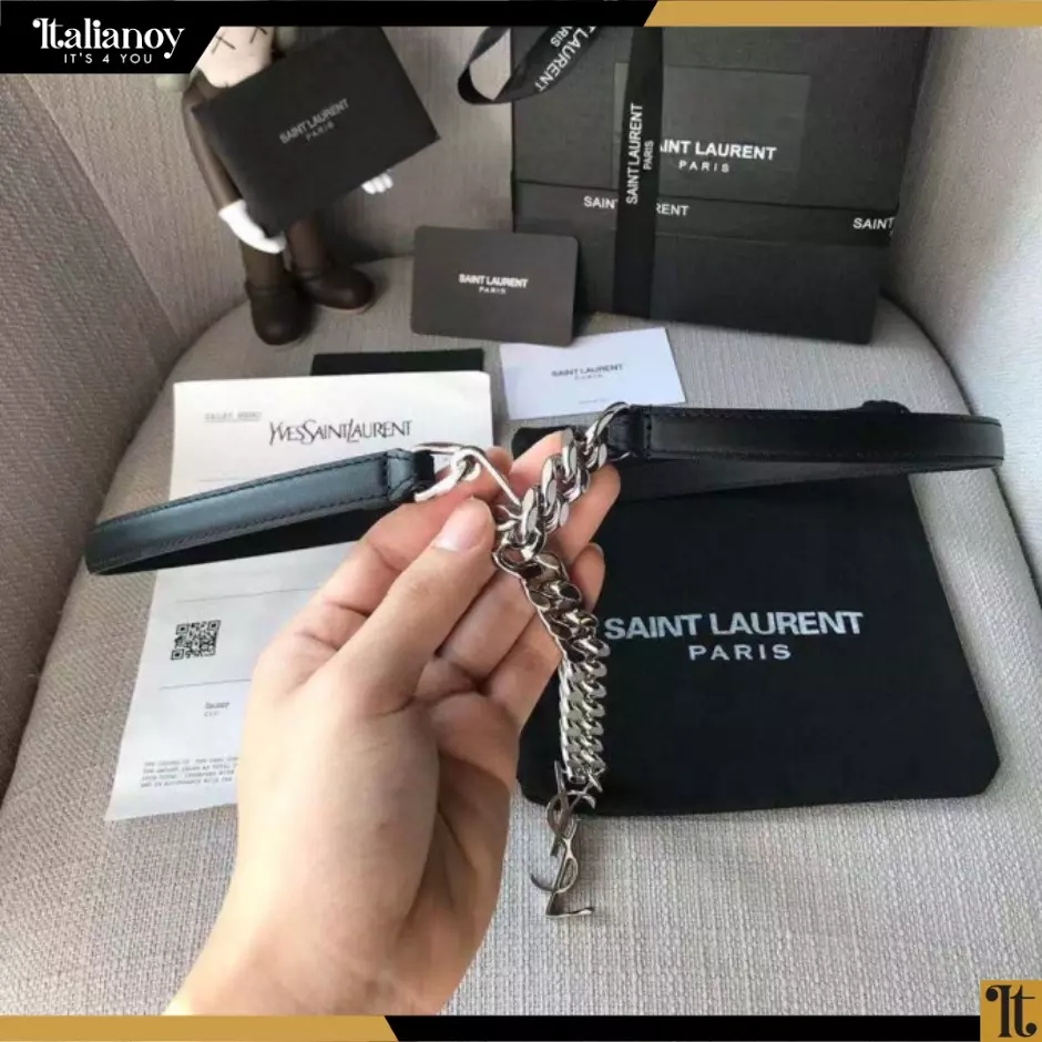 SAINT LAURENT Belt with Adjustable silver
