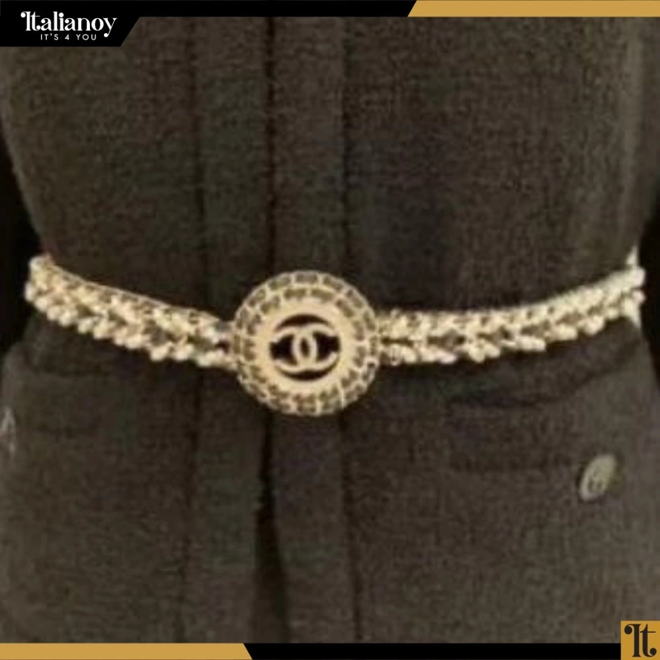 BELT Metal, Glass Pearls, Lambskin & Strass Gold, Pearly White & Crystal