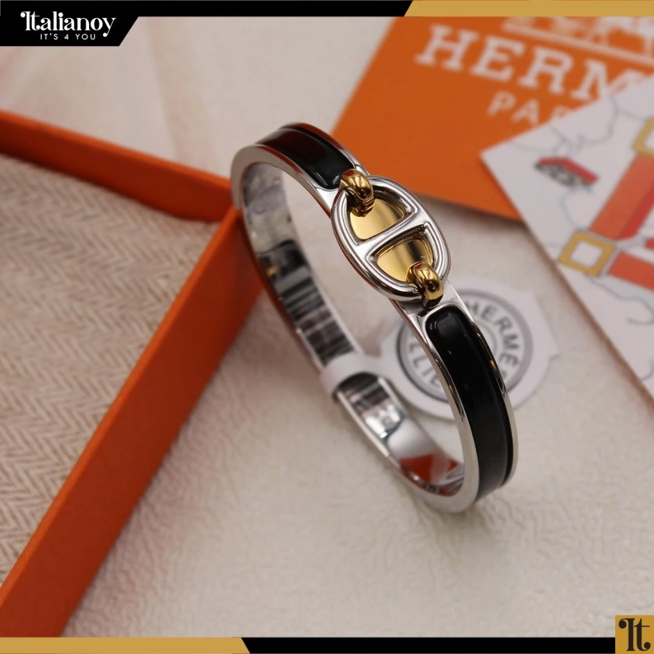 Mini Clic Silver Black Chaine D' ancre Bracelete