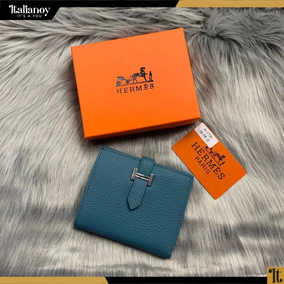 HERMES Epsom Mini Bearn Wallet BLUE