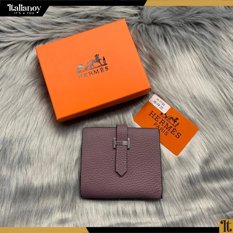 HERMES Epsom Mini Bearn Wallet mauve