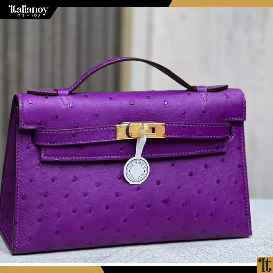 Hermes Ostrich Kelly Pochette Tabac Camel