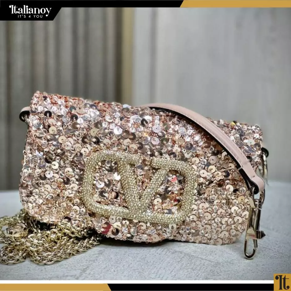 Locò Embroidered Small Shoulder Bag Rose Mist