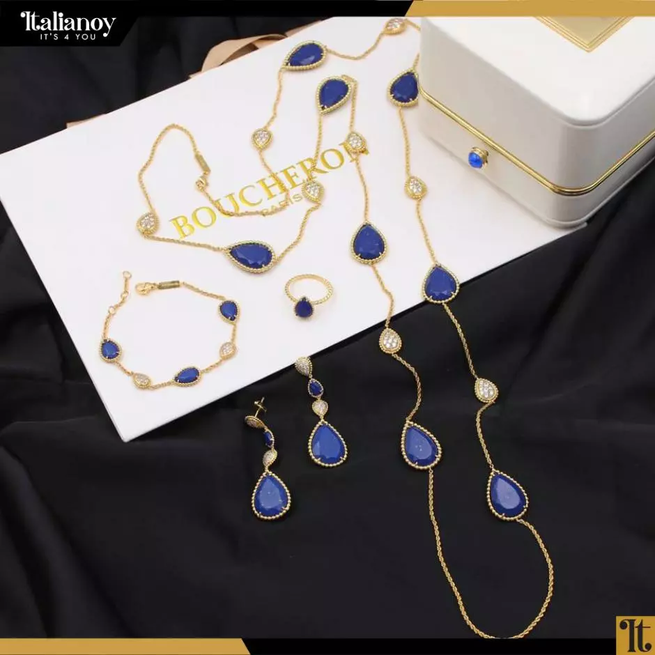 Serpent Bohème Long Necklace & Bracelet Blue