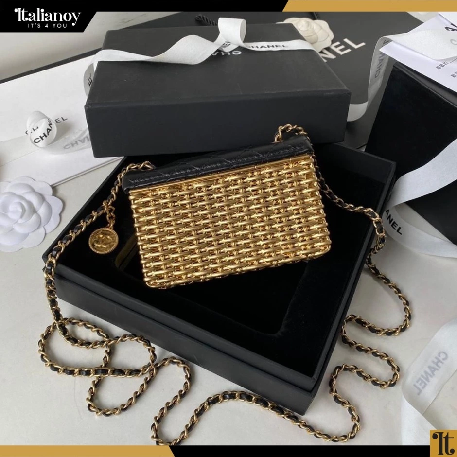 Mini Evening Baglambskin & Gold Metalblack & Gold