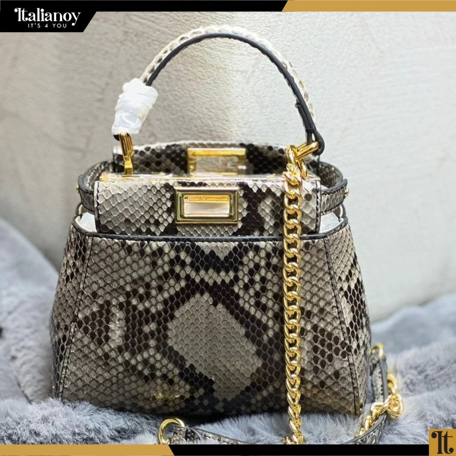 Fendi Peekaboo Top Handle Bag in Snake Leather