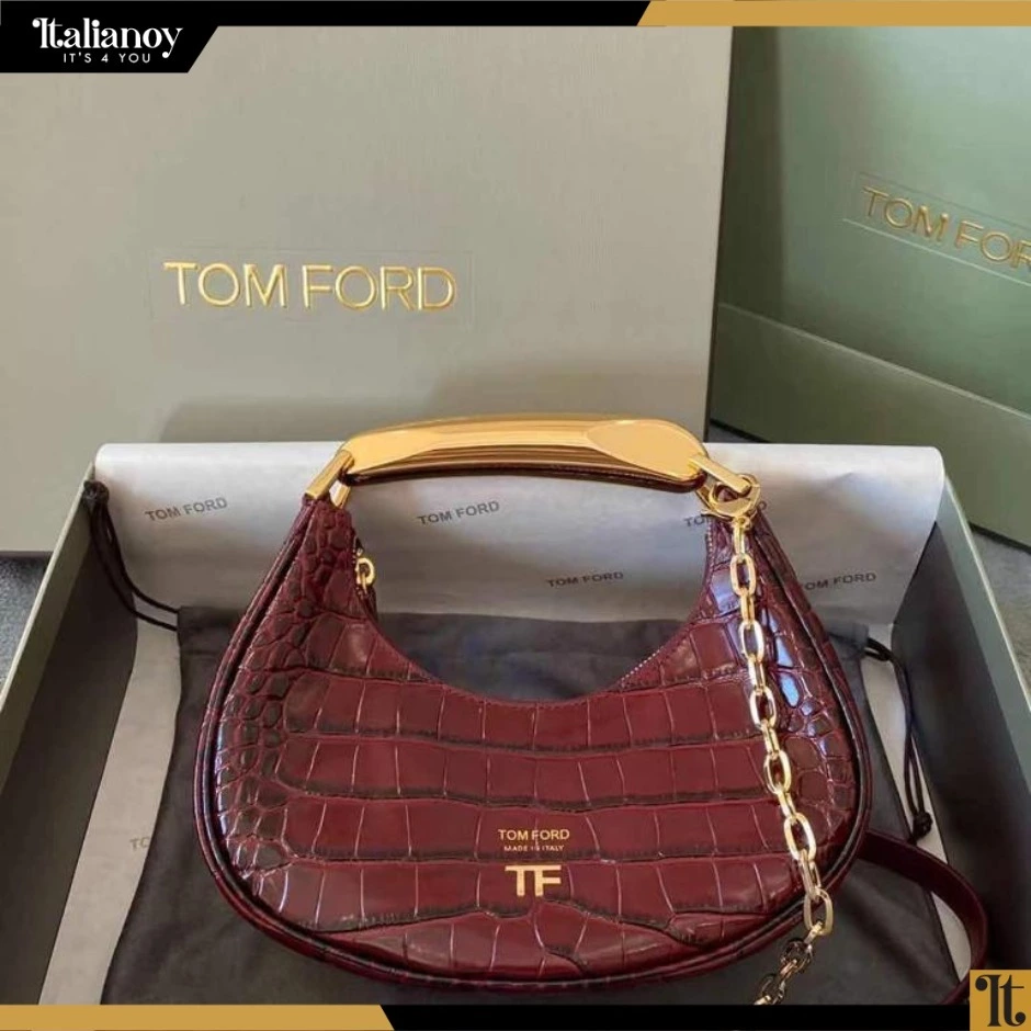 Shiny Stamped Crocodile Leather Bianca Mini Hobo