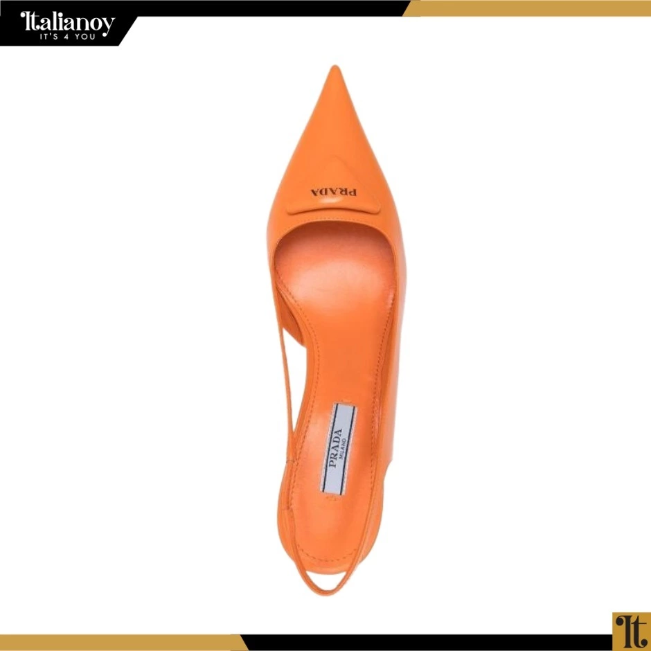 Brushed Leather Slingback Pump Orange
