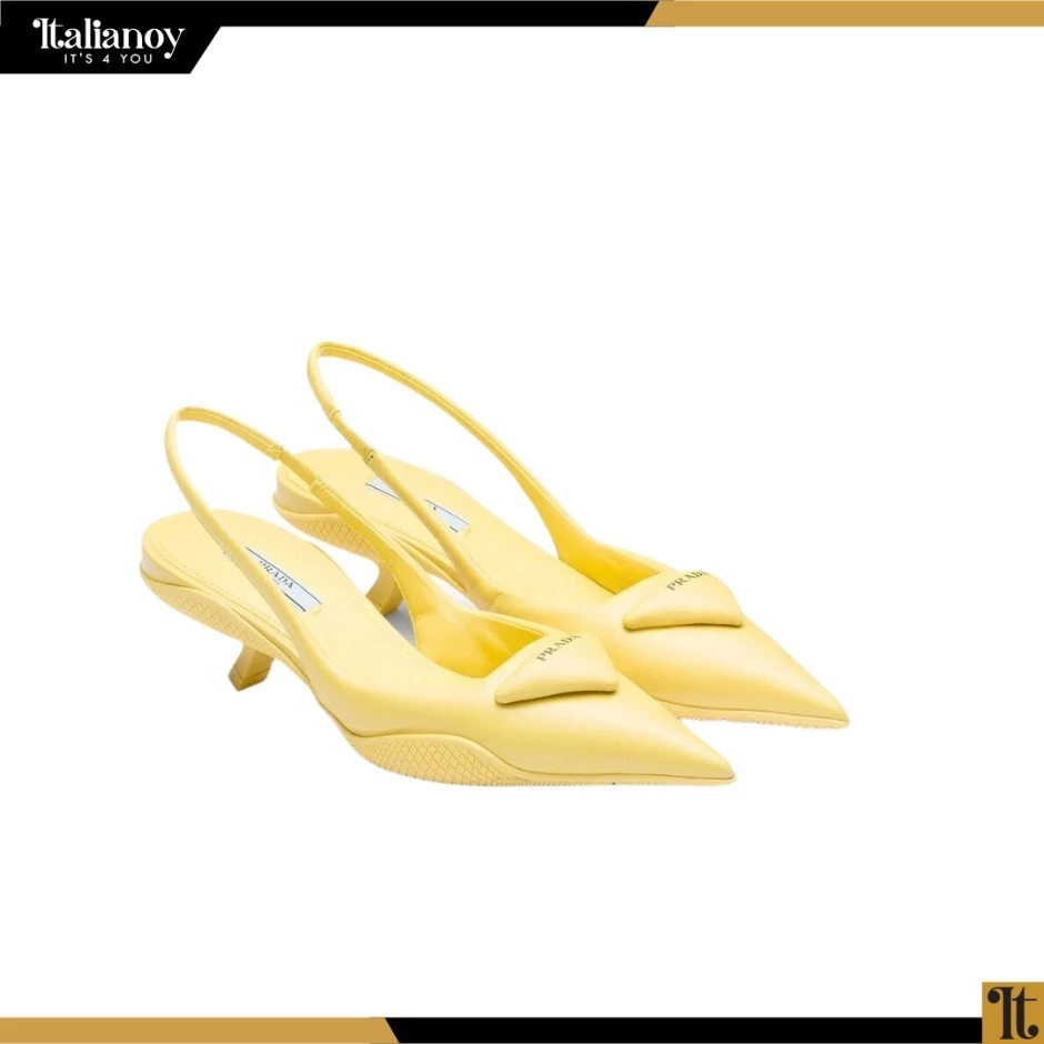 Brushed Leather Slingback Pump Yellow