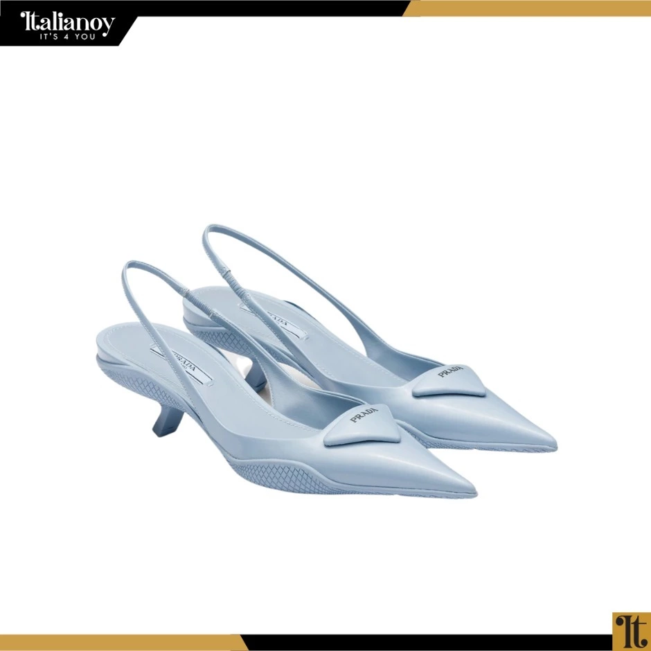 Brushed Leather Slingback Pump Blue