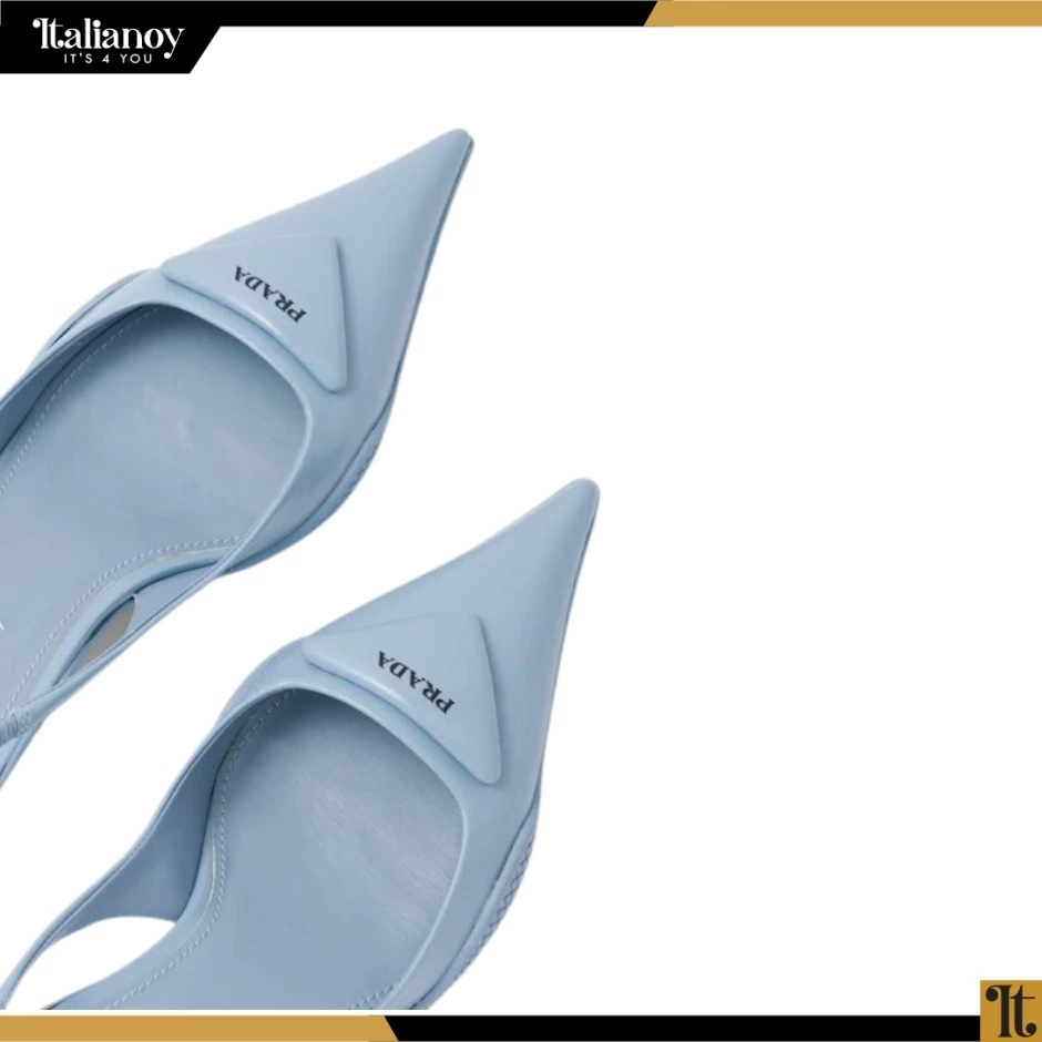 Brushed Leather Slingback Pump Blue