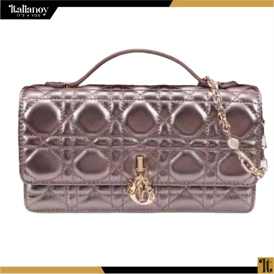 Lady Dior Hard Wearing Golden Glossy Leather