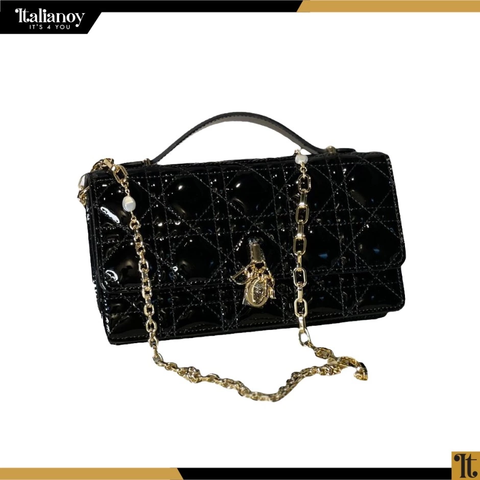 Lady Dior Hard Wearing Golden Glossy Leather