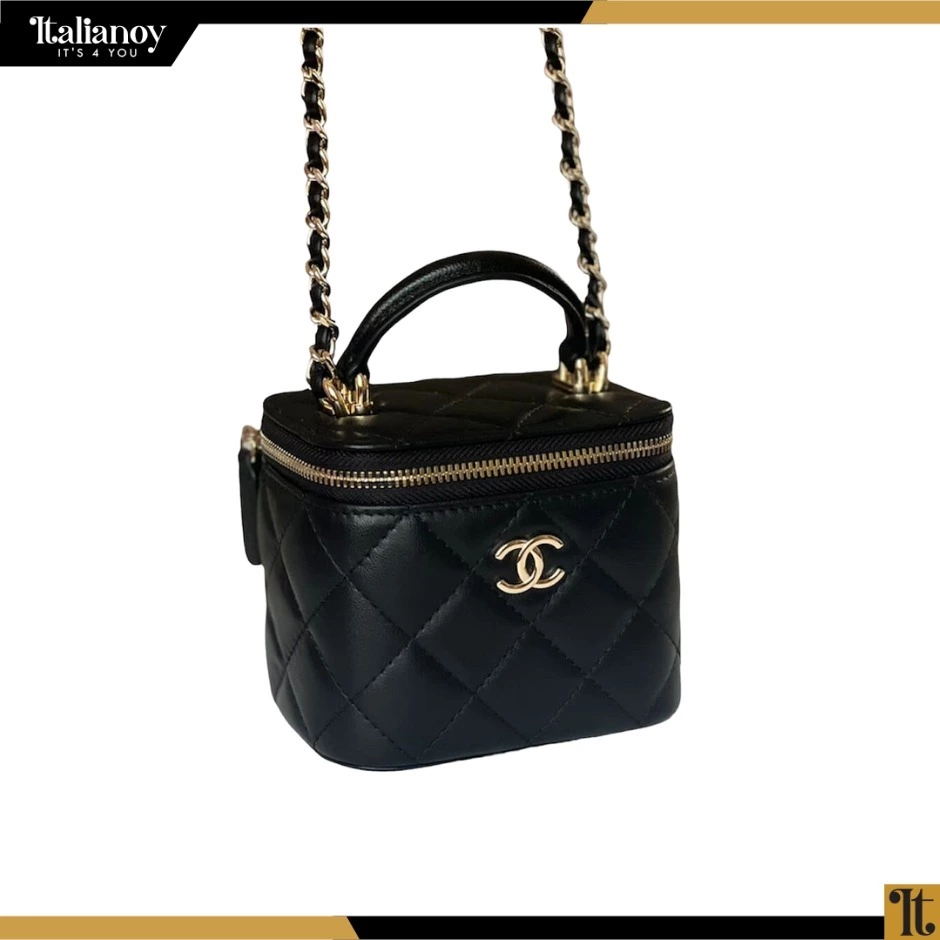 Chanel Black Quilted Leather Small Vanity with Chain