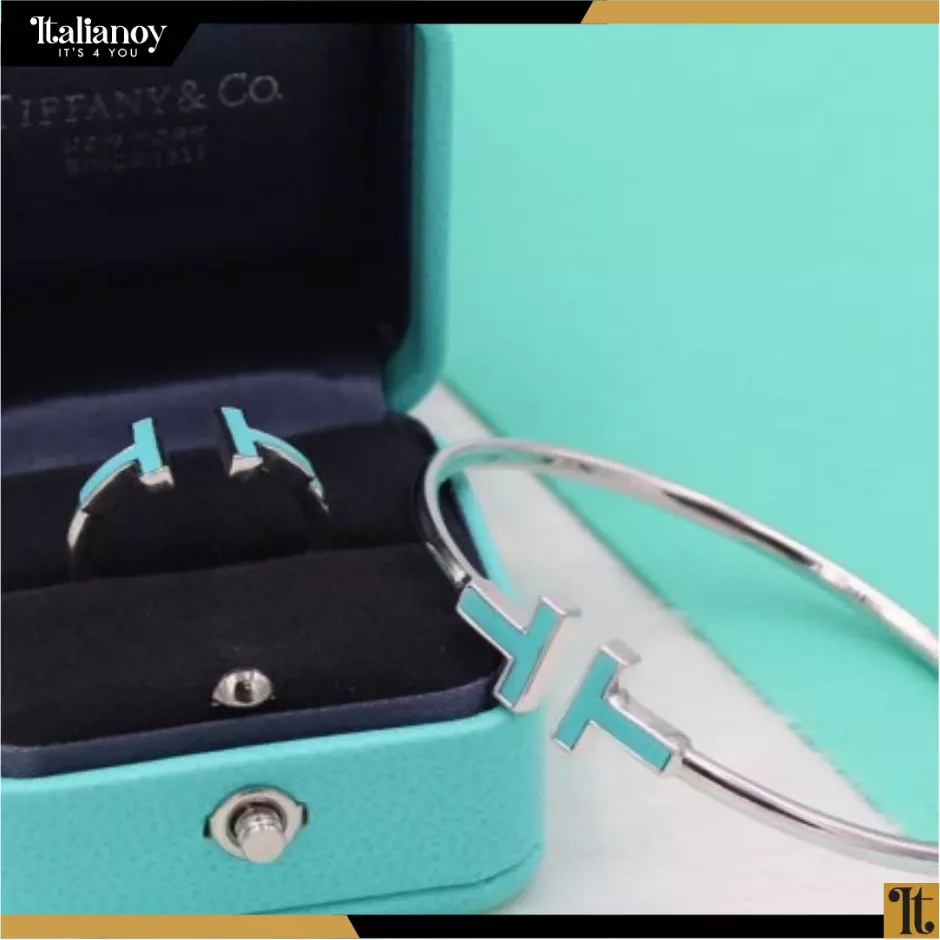 TIFFANY T TERQUOISE WIRE SILVER BRACELET+ RING