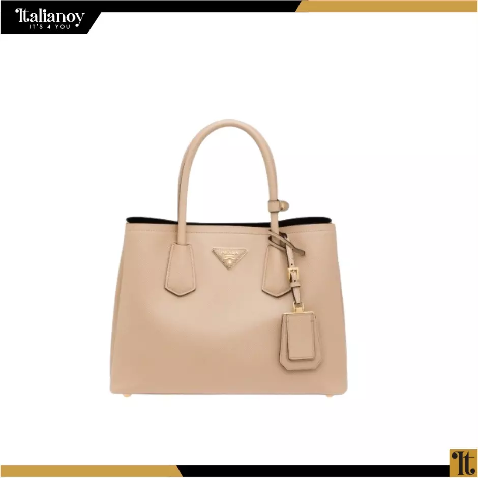 PRADA SMALL SAFFIANO LEATHER DOUBLE PRADA BAG MARBLE