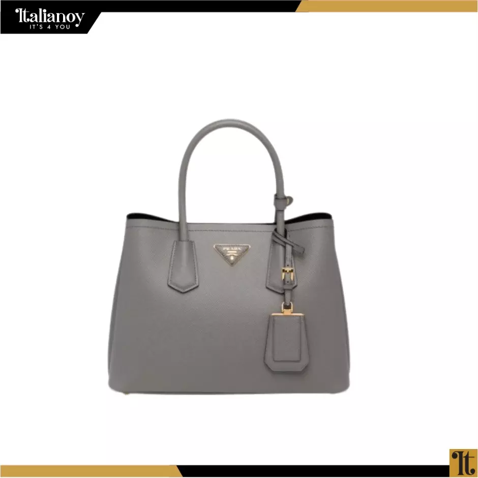 PRADA SMALL SAFFIANO LEATHER DOUBLE PRADA BAG MARBLE