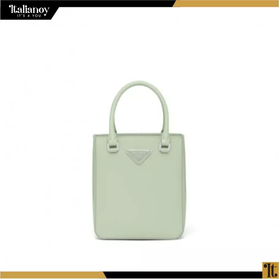 Prada Small Burshed Leather Tote Aqua