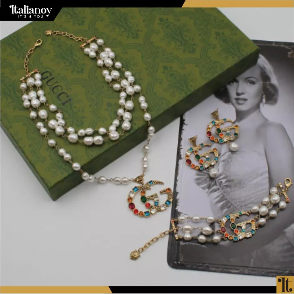 Gucci set including a bracelet, necklace, and earrings