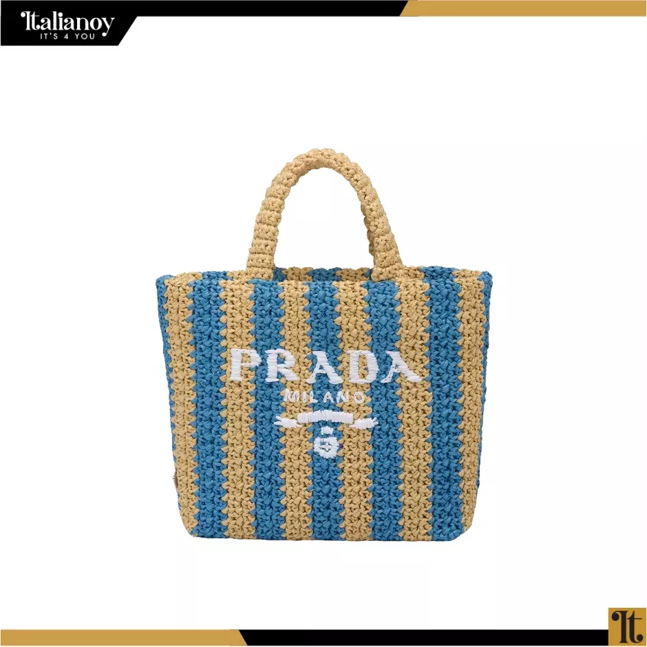 Prada crocheted small shopping bag