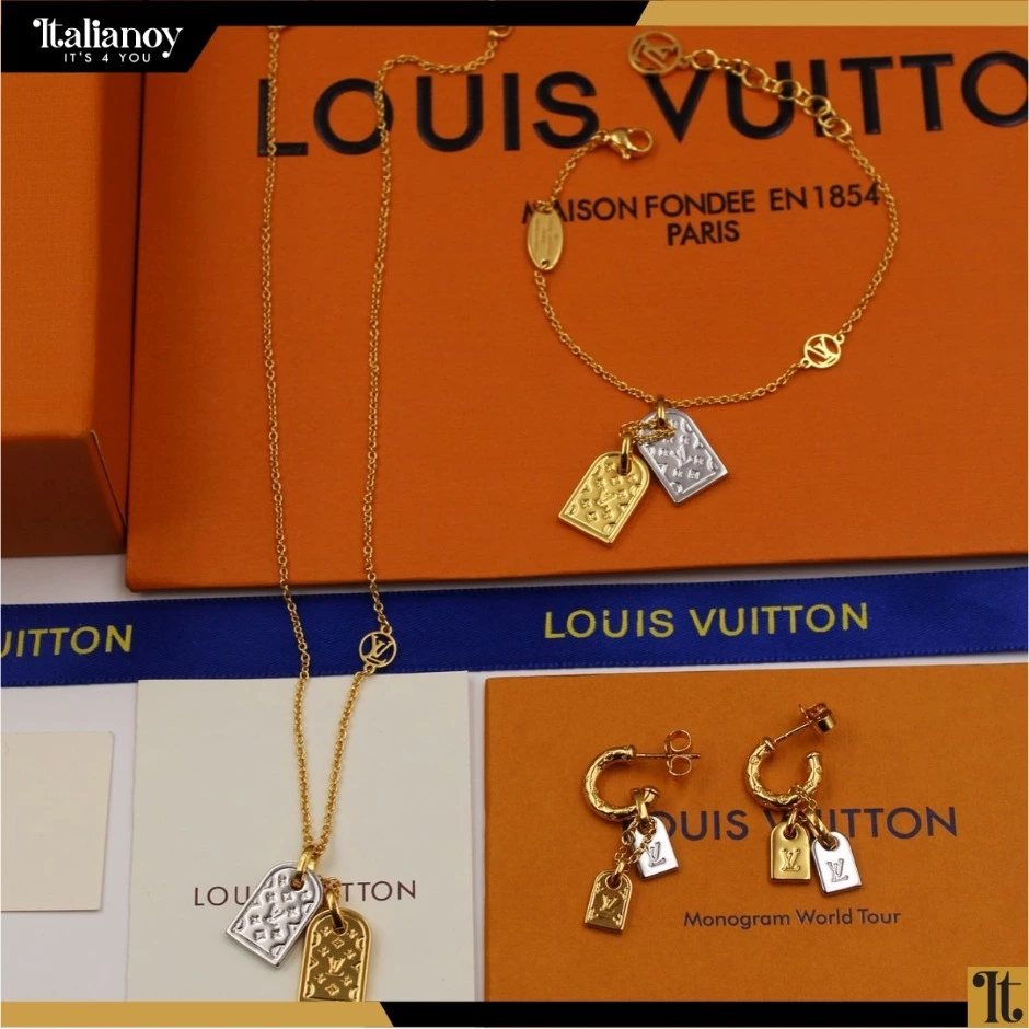 LOUIS VUITTON Nanogram LV Logo Silver Gold