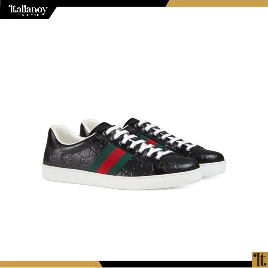 Gucci Ice Embellished Guccissima Leather Sneaker in Black