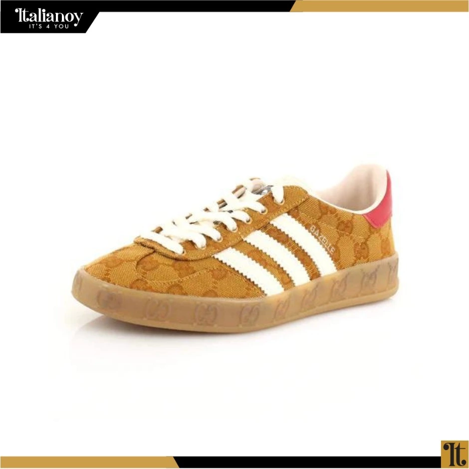 Gucci X Adidas Brown Canvas Gazelle Sneaker