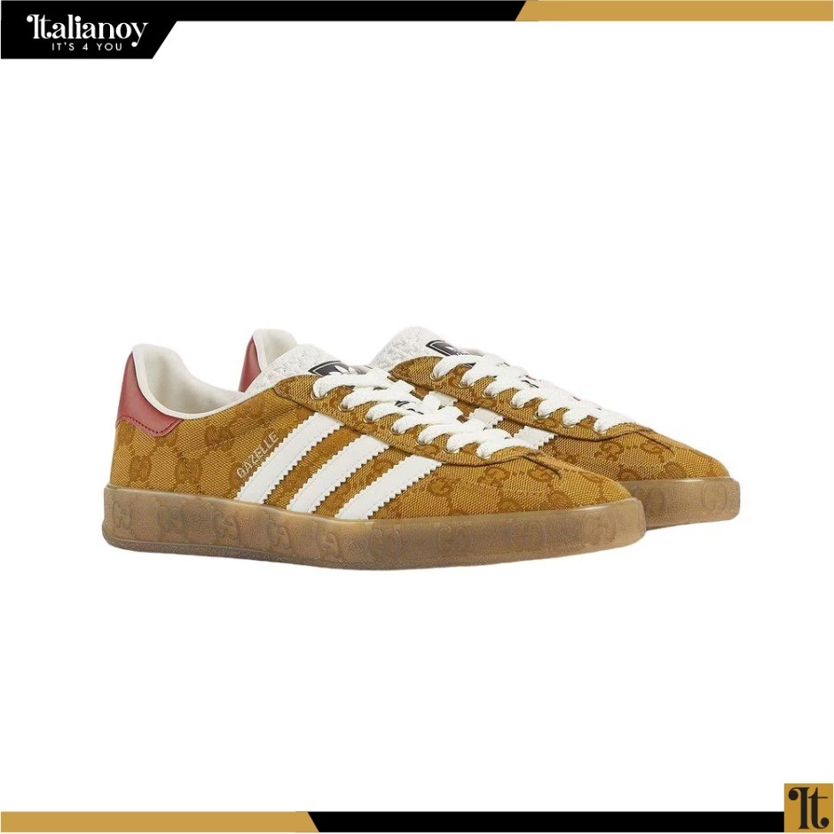 Gucci X Adidas Brown Canvas Gazelle Sneaker