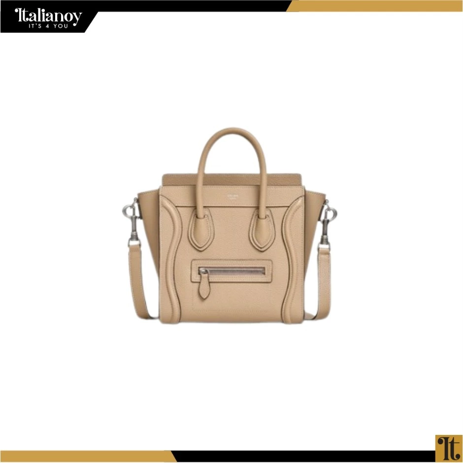 NANO LUGGAGE BAG IN DRUMMED CALFSKIN DUNE