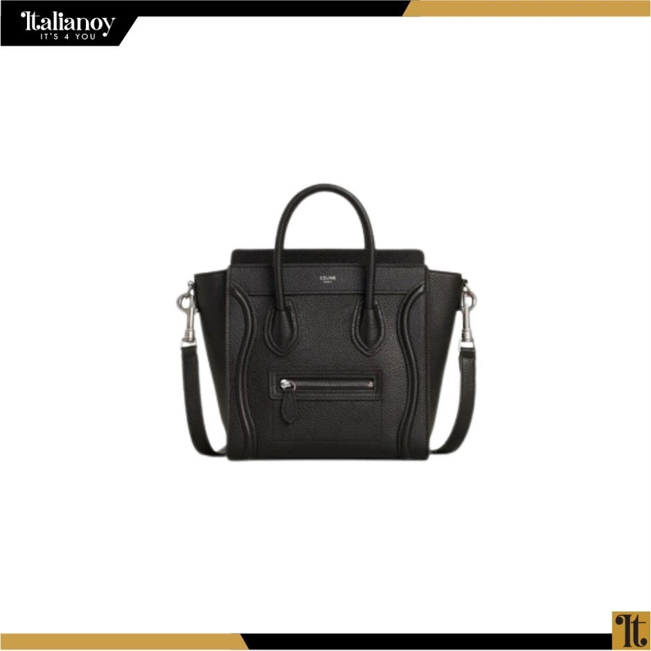 NANO LUGGAGE BAG IN DRUMMED CALFSKIN BLACK