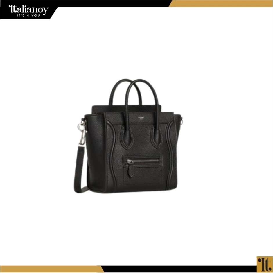 NANO LUGGAGE BAG IN DRUMMED CALFSKIN BLACK
