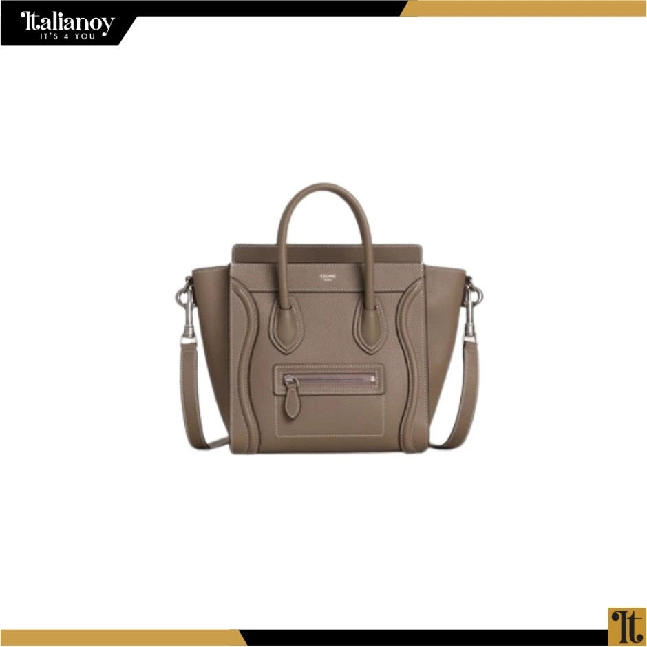 NANO LUGGAGE BAG IN DRUMMED CALFSKIN SOURIS