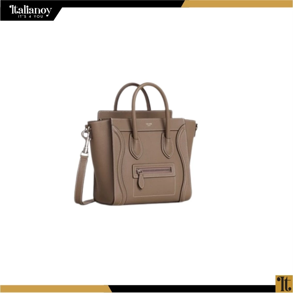 NANO LUGGAGE BAG IN DRUMMED CALFSKIN SOURIS