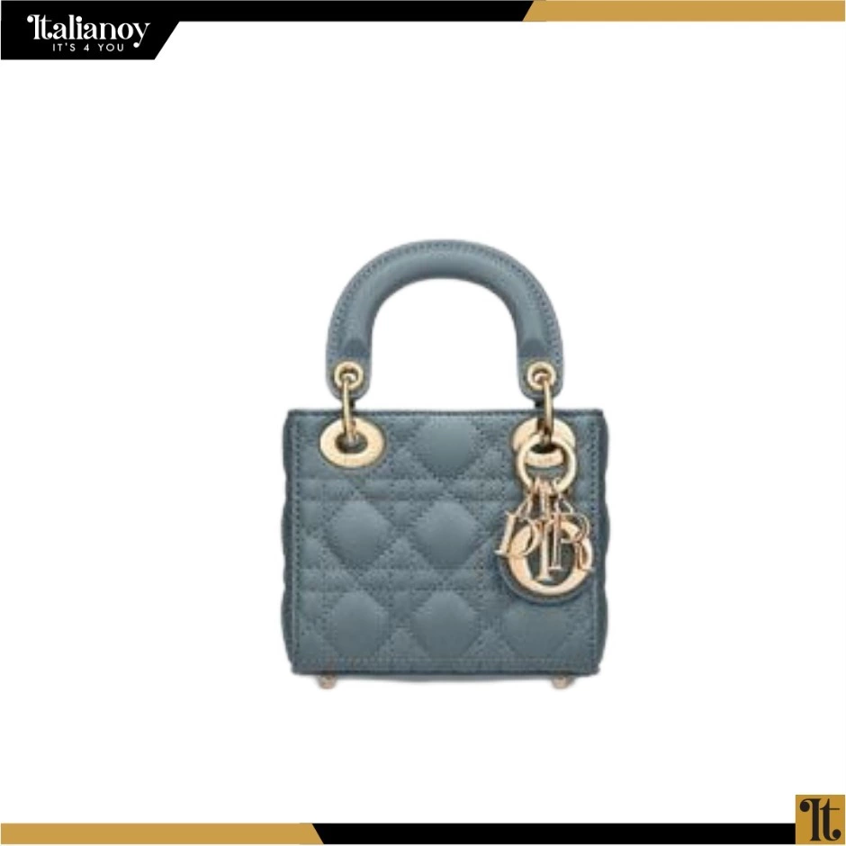 MINI LADY DIOR BAG Gray Stone Cannage Lambskin