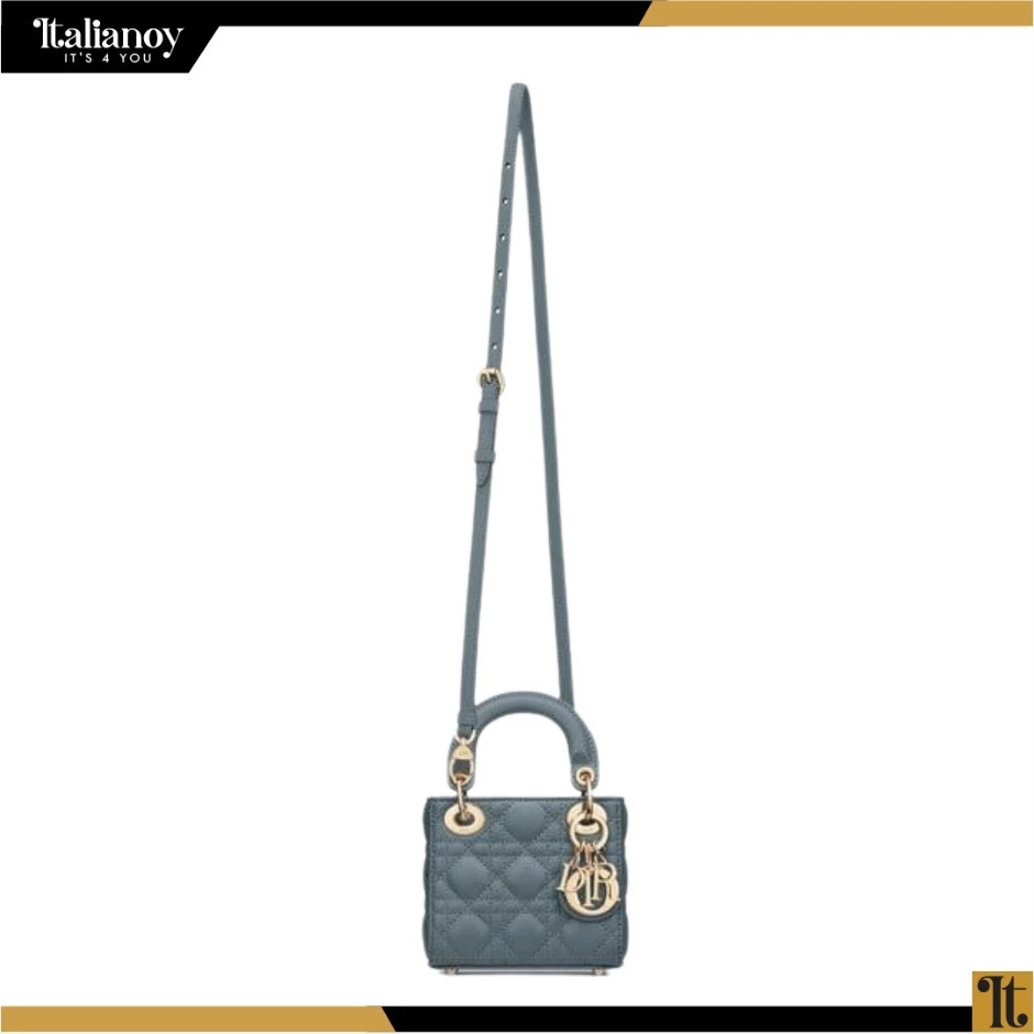 MINI LADY DIOR BAG Gray Stone Cannage Lambskin