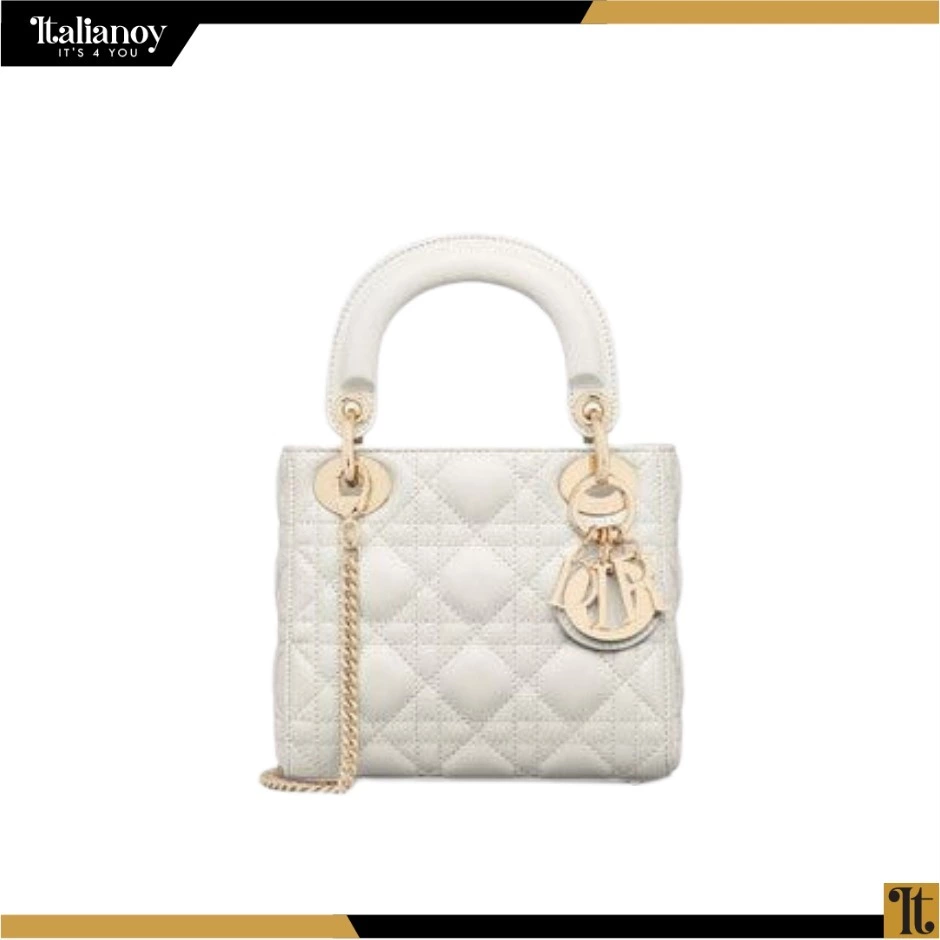 MINI LADY DIOR BAG Latte Cannage Lambskin