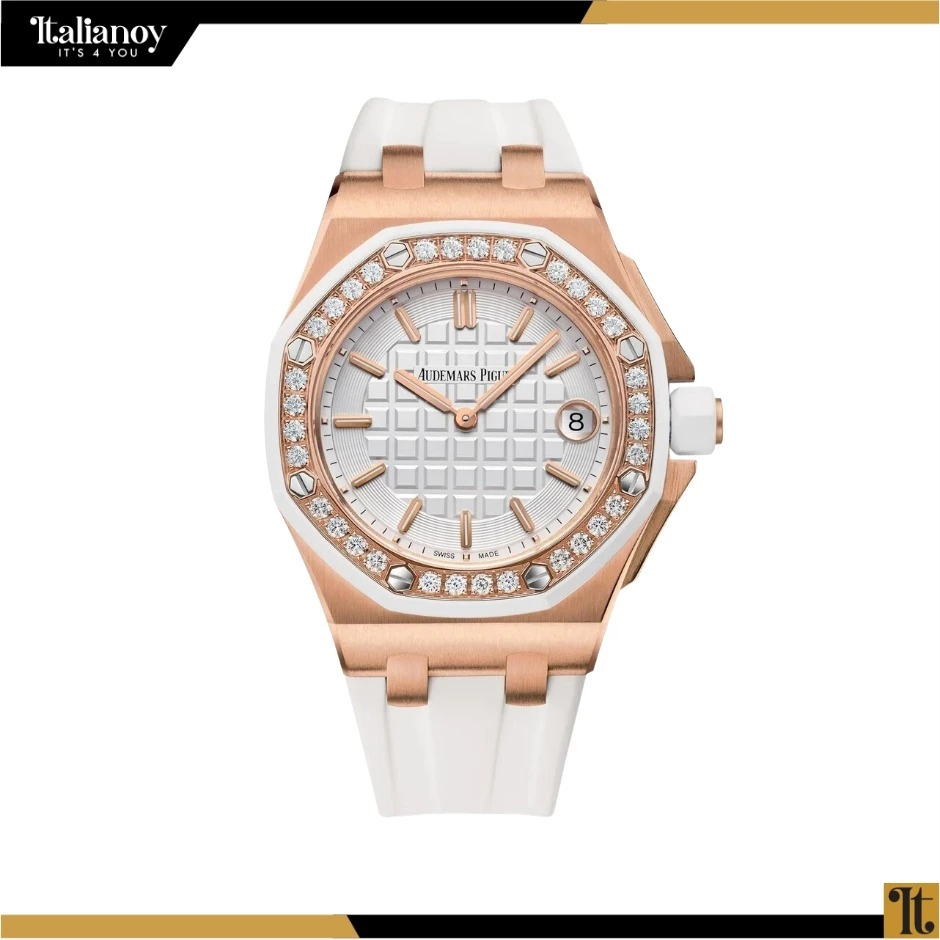 Audemars Piguet Royal Oak Offshore ladies watch combines rose gold white rubber