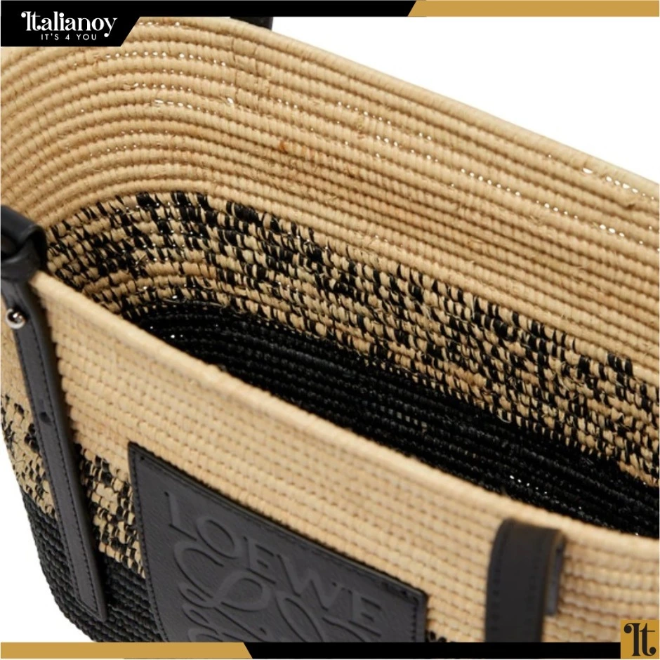 Women's Black Square Basket Small Raffia Tote Bag
