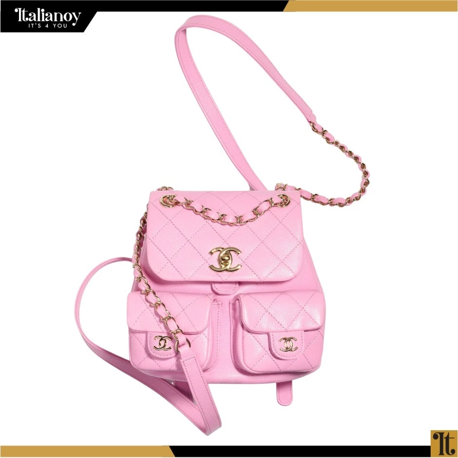 Grained Shiny Calfskin & Gold-Tone Metal Lilac