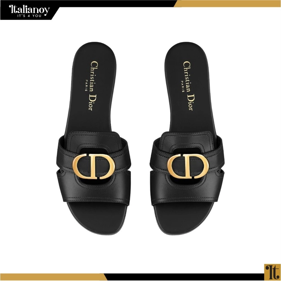 30 MONTAIGNE SLIDE Black Calfskin