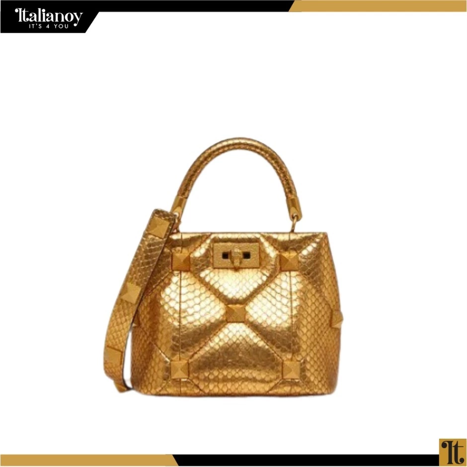 Valentino Garavani Small Roman Stud The Handle Bag Gold