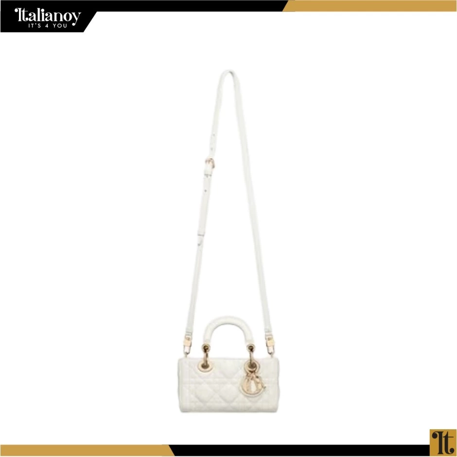 LADY D-JOY BAG Latte Patent Cannage Calfskin