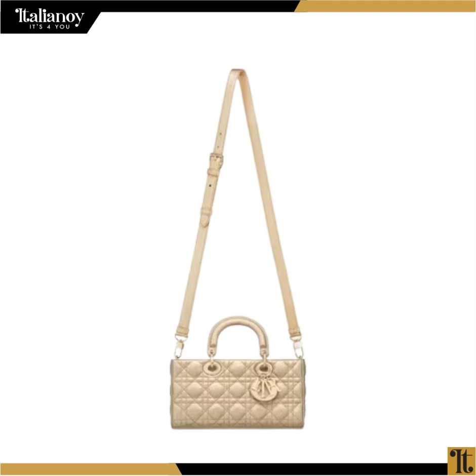 LADY D-JOY BAG Gold-Tone Iridescent and Metallic Cannage Lambskin
