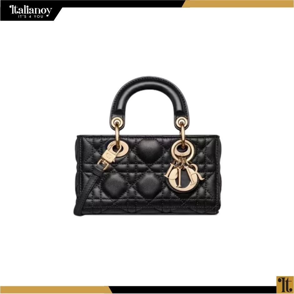 LADY D-JOY MICRO BAG Black Cannage Lambskin